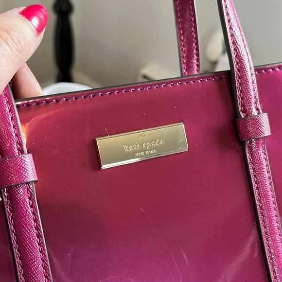 Kate Spade Kenzie Patent Leather Mini Tote Dark Raspberry K1956 NWT MSRP $329 - Picture 9 of 16